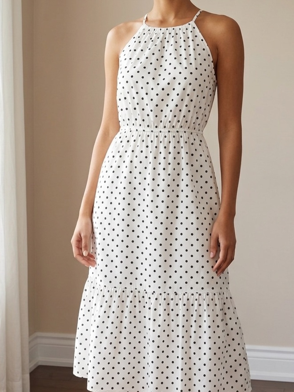 Polka Dot Tiered Hem Dress
